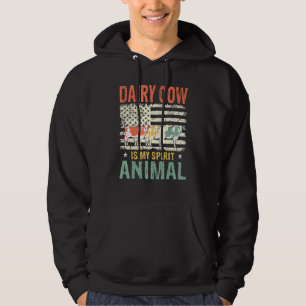 Dairy Cow Is My Spirit Animal Vintage American Fla Hoodie