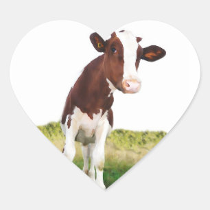 Dairy Cow - Painted Brown & White Holstein Heart Sticker