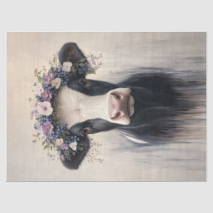 Dairy Cow Purple Flower Crown Decoupage Tissue Paper