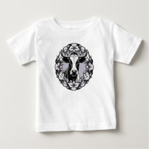 Dairy Cow Surrounded By A Wreath Of Wood Violet Baby T-Shirt