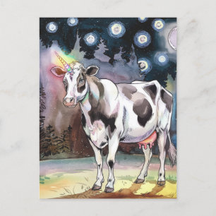 Dairy Cow Unicorn Postcard