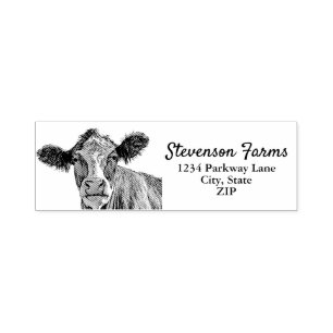 Dairy Farm Cow Milk Small Business Return Address Self-inking Stamp