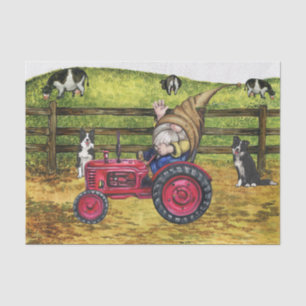 Dairy Farmer Country Gnome Tractor Landscape Tissue Paper