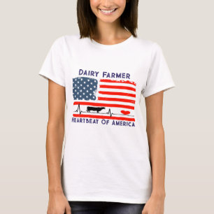 Dairy Farmer Heartbeat Of America T-Shirt