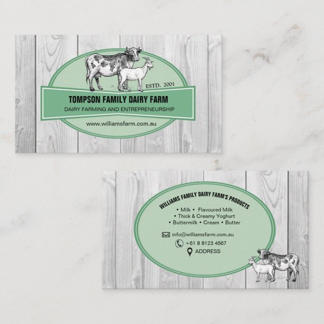 Dairy Farms, cattle, agriculture,  Business Card (Front/Back)