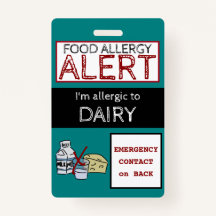 Dairy Food Allergy Alert Teal Label