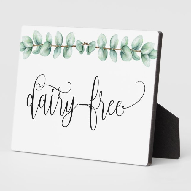 Dairy Free Eucalyptus tabletop with easel Plaque (Side)