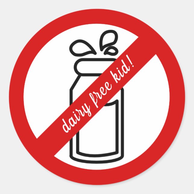 Dairy free kid! Kids' Dairy Allergy Alert Classic Round Sticker (Front)