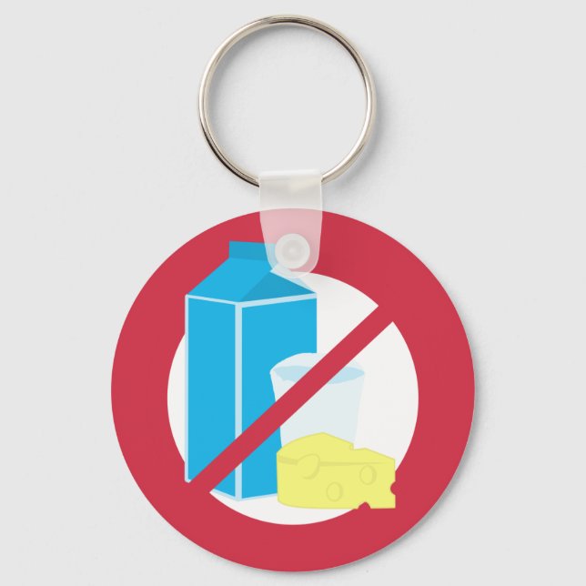 Dairy Free Red No Lactose or Dairy Allergy Alert Key Ring (Front)