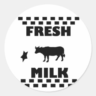 Dairy fresh cow milk classic round sticker