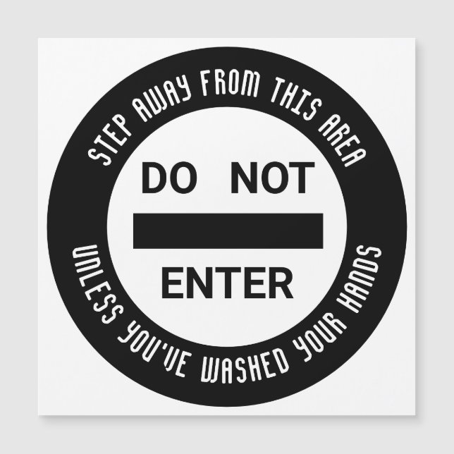Dairy NO ENTRY Wash Hands Magnetic Card (Front)