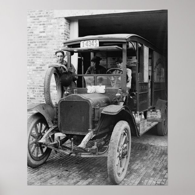 Dairy Truck, 1921. Vintage Photo Poster (Front)