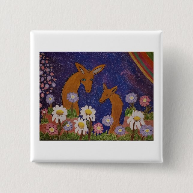 Daises and Deer 15 Cm Square Badge (Front)