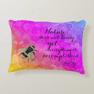 Daises Rainbow Colours Bee & Lao Tzu Quote Decorative Cushion