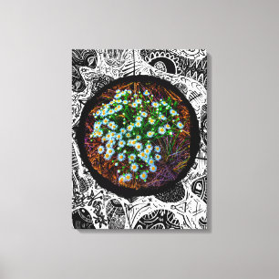 Daiseys in the meadow. Abstract Frame Canvas Print