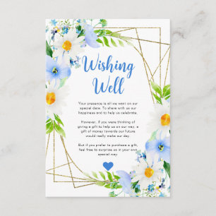 Daisies and Blue Flowers Wedding Wishing Well Enclosure Card