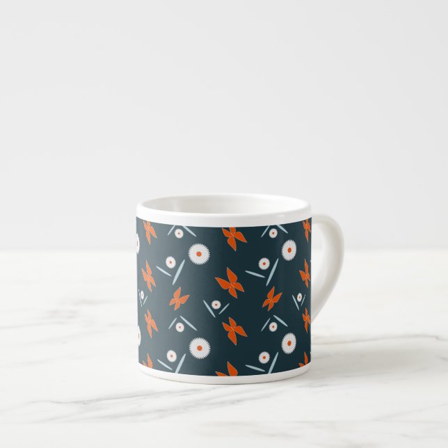Daisies and Butterflies Espresso Cup (Front Right)