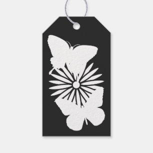 Daisies and Butterflies in Black Gift Tag