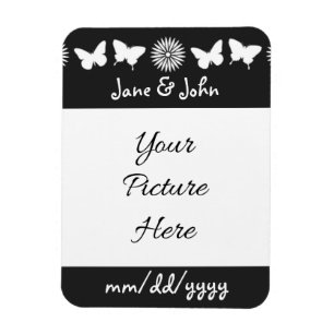 Daisies and Butterflies in Black Reminder Magnet