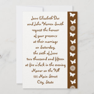 Daisies and Butterflies in Chocolate Invitation