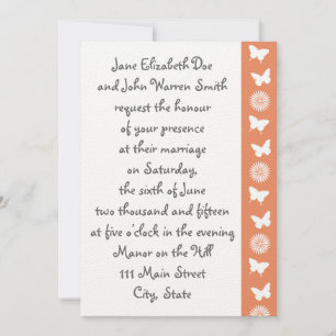 Daisies and Butterflies in Coral Invitation