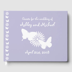 Daisies and Butterflies in Lavender Guest Book