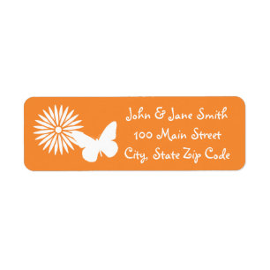 Daisies and Butterflies in Orange Address Label