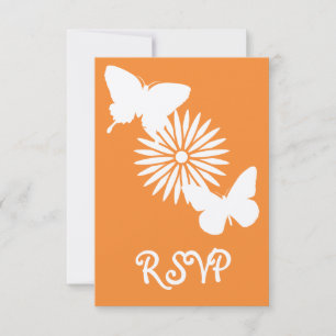 Daisies and Butterflies in Orange RSVP Card