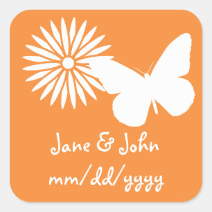 Daisies and Butterflies in Orange Sticker