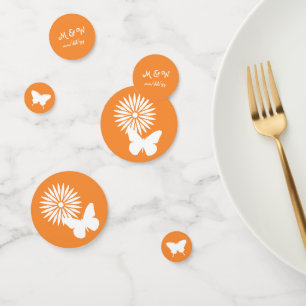 Daisies and Butterflies in Orange Table Confetti