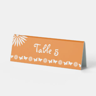 Daisies and Butterflies in Orange Table Tent Sign