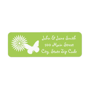 Daisies and Butterflies in Peridot Address Label