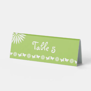 Daisies and Butterflies in Peridot Table Tent Sign
