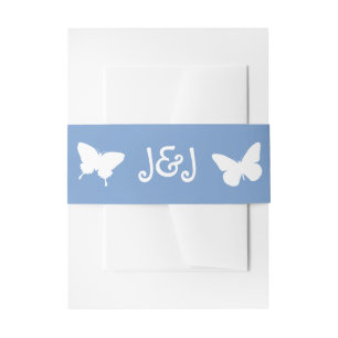 Daisies and Butterflies in Periwinkle Invite Band Invitation Belly Band