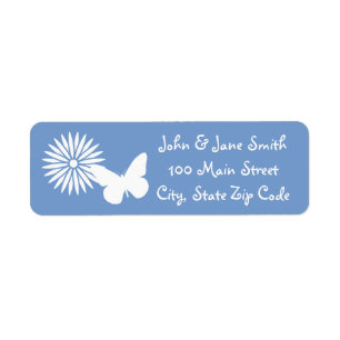 Daisies and Butterflies in Periwinkle Label