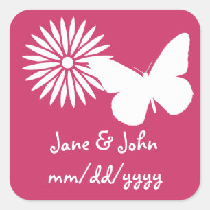 Daisies and Butterflies in Raspberry Sticker