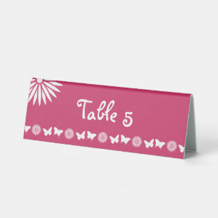 Daisies and Butterflies in Raspberry Table Sign