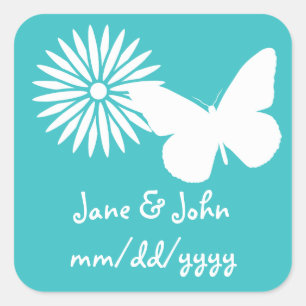 Daisies and Butterflies in Turquoise Sticker