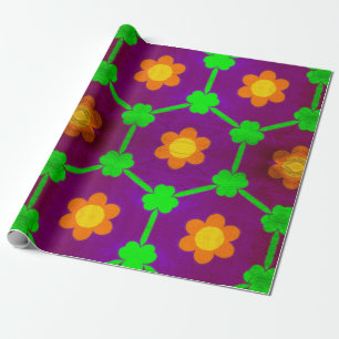 Daisies and Clovers Wrapping Paper