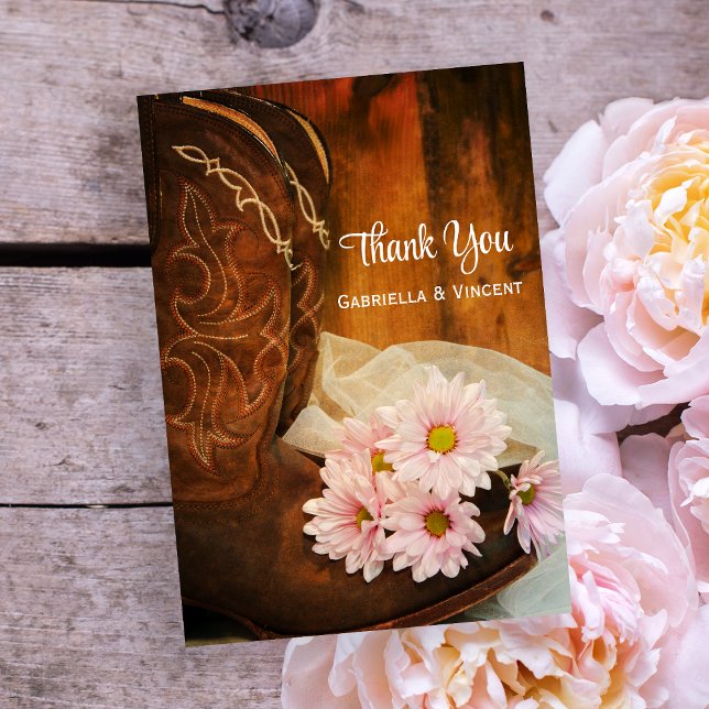 Daisies and Cowboy Boots Western Wedding Thank You (Creator Uploaded)