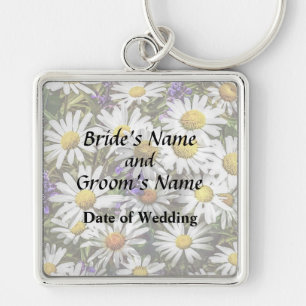 Daisies and Delphinium Wedding Products Key Ring