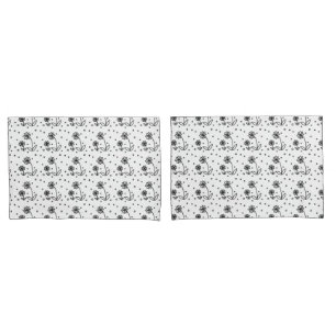 Daisies and Dots 2 - Black and White Pillowcase