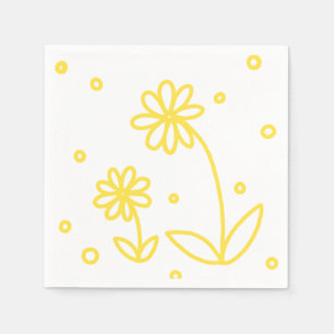 Daisies and Dots 2 - Lemon Yellow and White Napkin