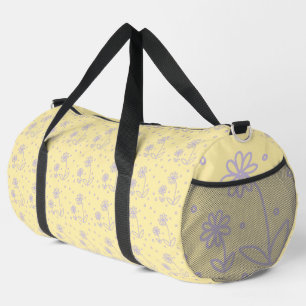 Daisies and Dots 2 - Pastel Yellow and Purple Duffle Bag