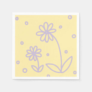 Daisies and Dots 2 - Pastel Yellow and Purple Napkin