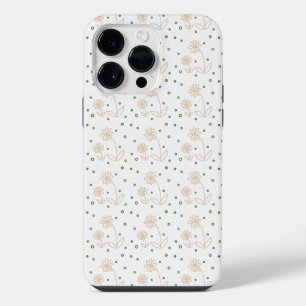 Daisies and Dots 2 - White, Sand and Palm Green iPhone 14 Pro Max Case