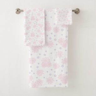 Daisies and Dots - Pastel Pink, Yellow and Purple Bath Towel Set