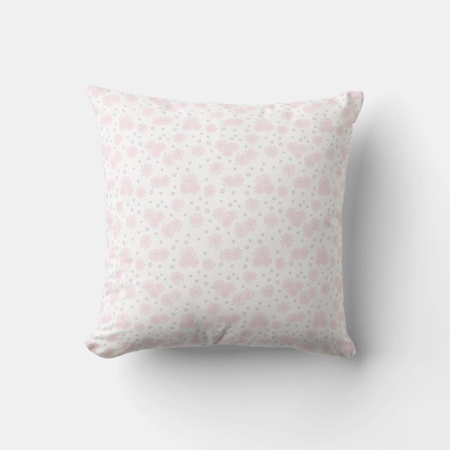 Daisies and Dots - Pastel Pink, Yellow and Purple Cushion (Front)