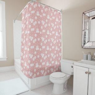 Daisies and Dots - Pink and White Shower Curtain