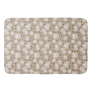 Daisies and Dots - Taupe, Black and White Bath Mat